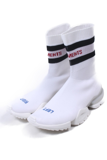 【中古】ヴェトモン ベトモン VETEMENTS リーボック Reebok SS CREWSS CREW SOCK RUNNER スニーカー 25.5 白 ホワイト CN3308