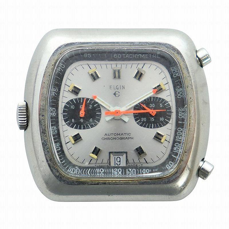 【中古】エルジン ELGIN ジャンク品 1970年代 70s 腕時計 自動巻き フェイスのみ クロノグラフ デイト