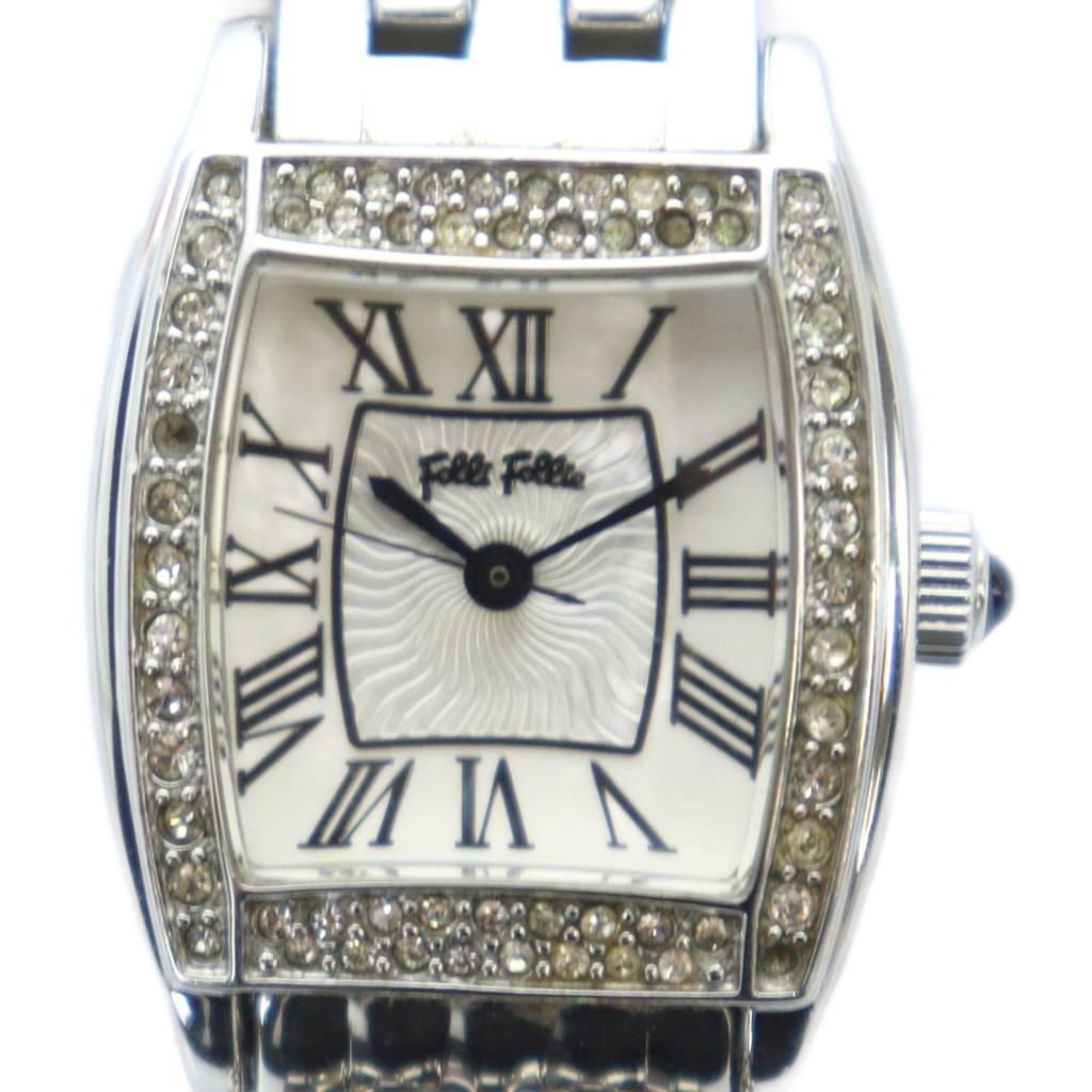 【中古】フォリフォリ Folli Follie WF6A061BP 腕時計 ウォッチ クォーツ ローマン ラインストーン 白文字盤