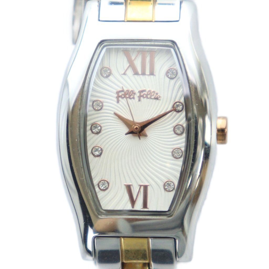 【中古】フォリフォリ Folli Follie WF0T050BSZ 腕時計 ウォッチ クォーツ ローマン 石付き ラインストーン