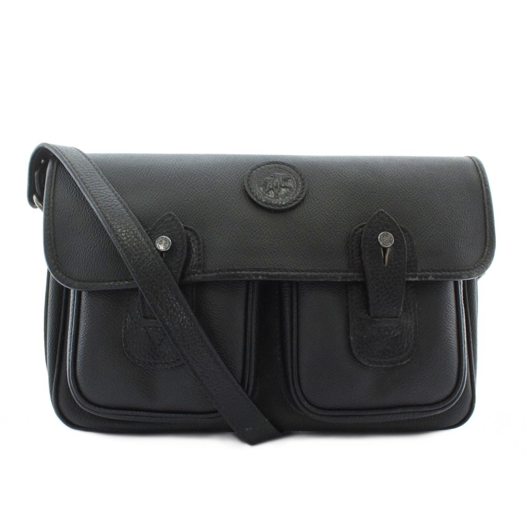 【中古】ハンティングワールド HUNTING WORLD レザー スモール キャリーオール ショルダーバッグ 黒 ブラック メンズ