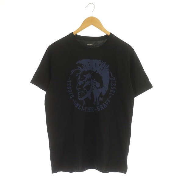 【中古】ディーゼル DIESEL Tシャツ カットソー 半袖 ブレイブマンロゴ M 黒 ブラック /MY ■GY09 メンズ