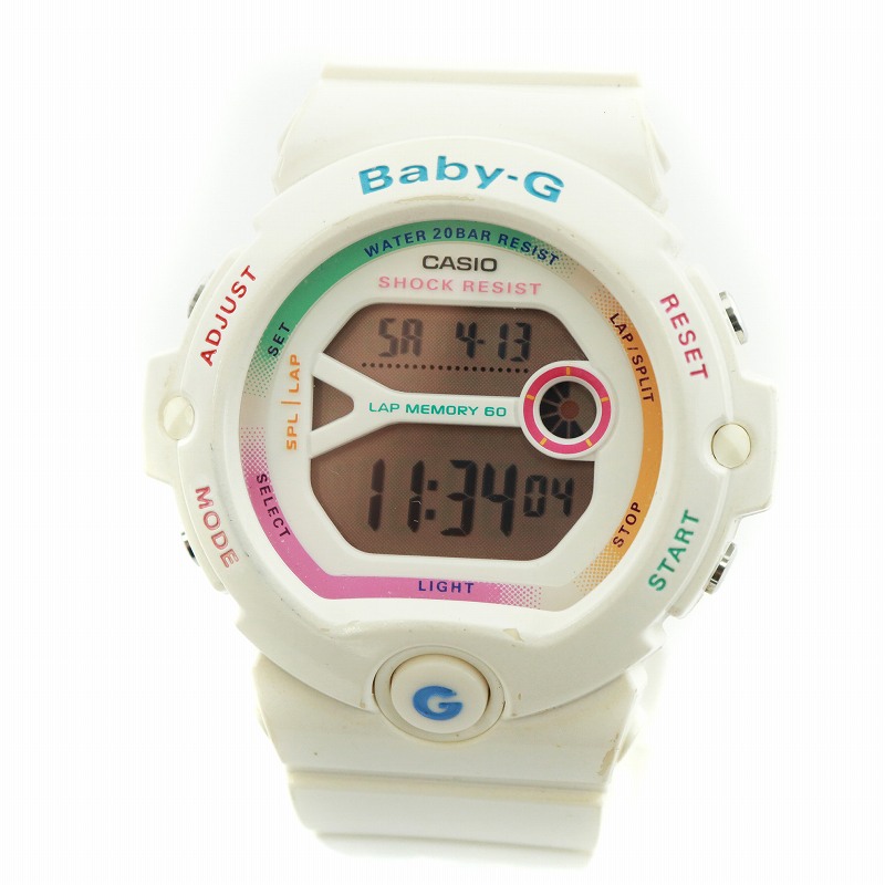 【中古】カシオ CASIO BABY-G FOR SPORTS 腕時計 ウォッチ デジタル クォーツ カレンダー付き デイト 白 BG-6903