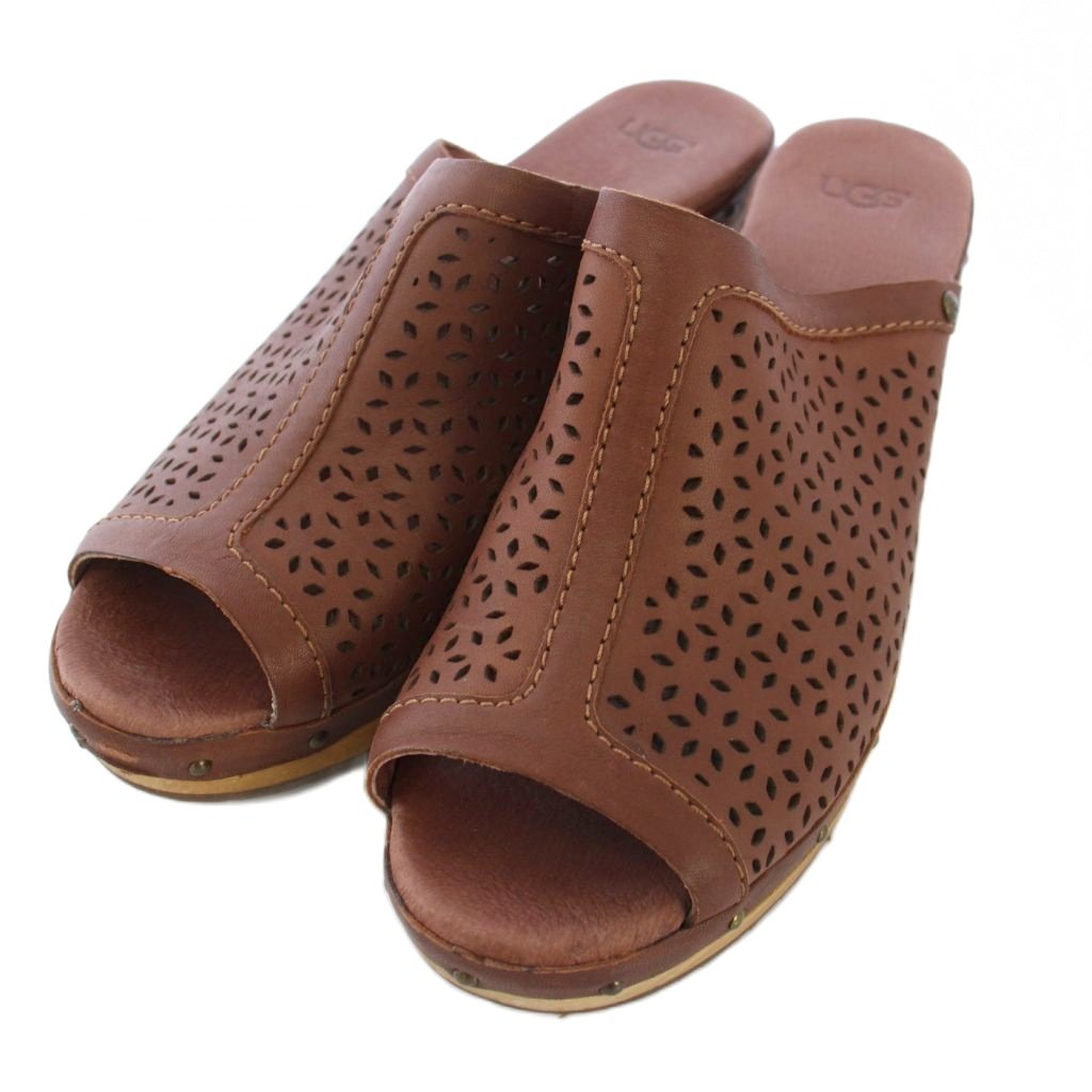 【中古】アグ オーストラリア UGG australia W ANSEL サンダル サボ ミュール レザー USA8 茶 S/N1000381 /TK レディース