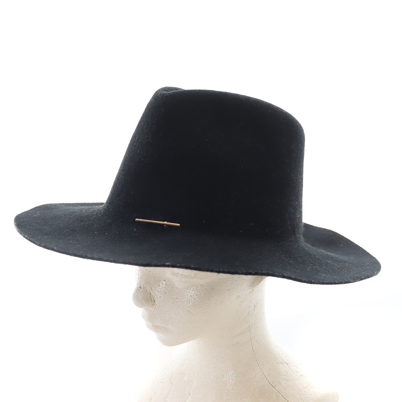 【中古】ジャネッサレオン JANESSA LEONE ハット 帽子 ドゥーズィエムクラス取扱い 中折れ帽 黒 ブラック