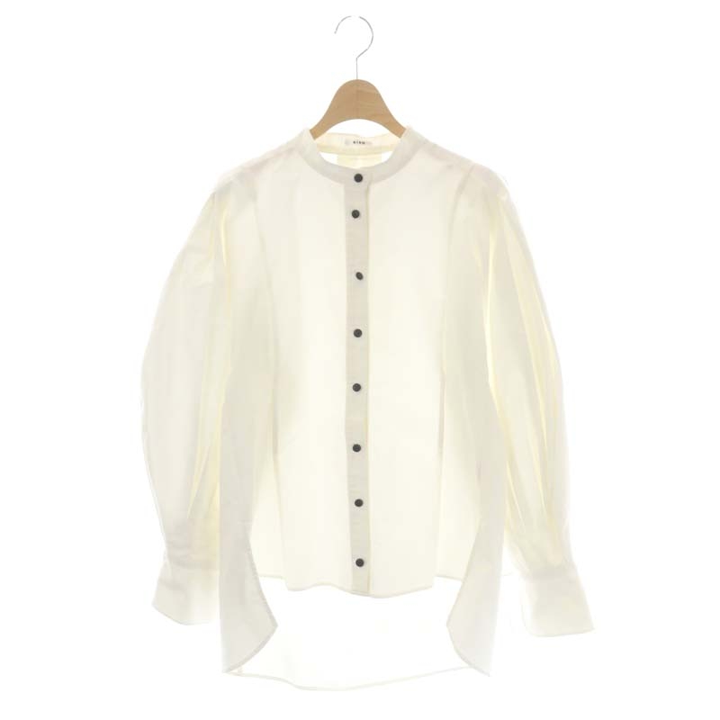 【中古】リコ RIKO Lantern sleeve jacket shirt ランタンスリーブジャケットシャツ ノーカラー F 白 ■OS レディース