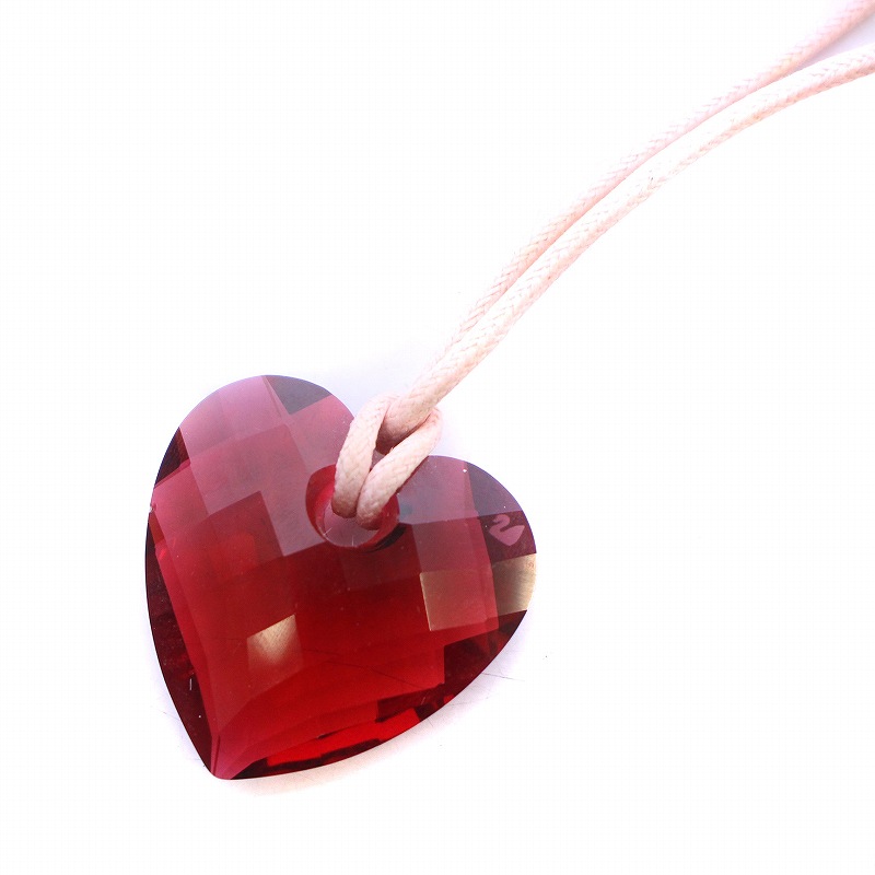【中古】スワロフスキー Truly in Love Heart クリスタルハート ネックレス チョーカー ペンダント 赤 ピンク