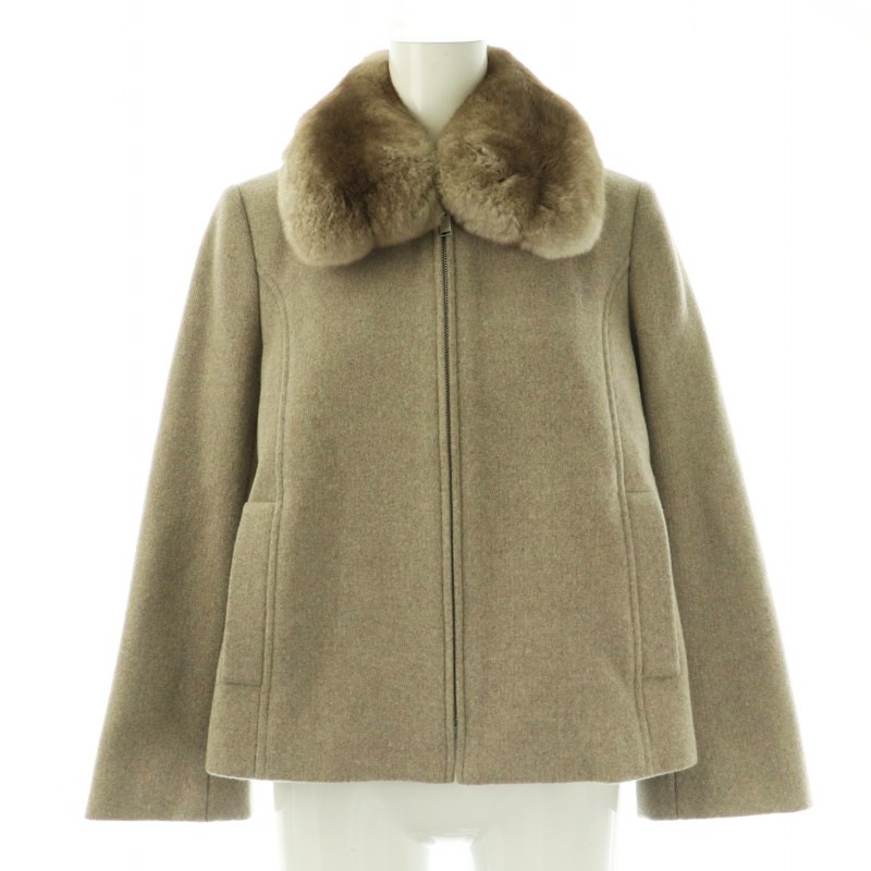 【中古】フォクシー ブティック FOXEY BOUTIQUE 42372 ジャケット ノワゼット ファー ジップアップ ウール 38