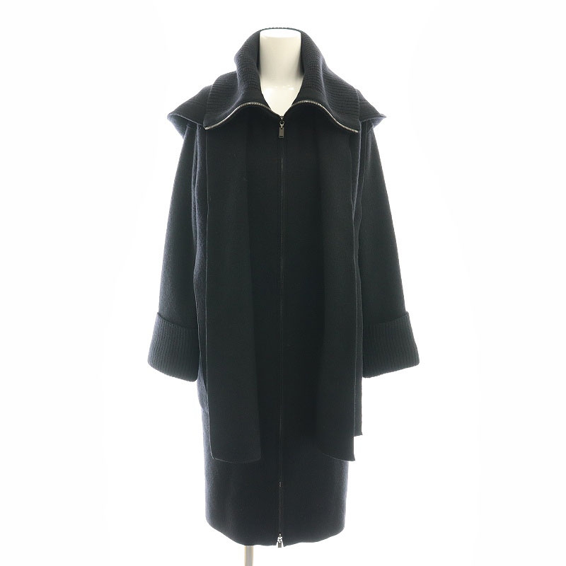 【中古】未使用品 フォクシー ブティック 43172 Knit Coat Hoodie Conscious ニットコート ウール F 紺 レディース