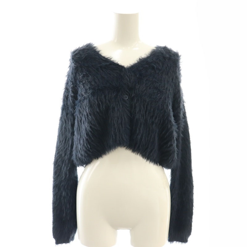 【中古】フリーズマート Free's Mart 23AW フェザーショート丈カーディガン ニット 長袖 FR ネイビー /HK ■OS