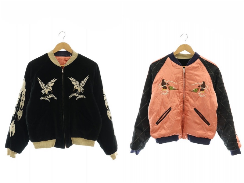 【中古】東洋エンタープライズ リバーシブル 別珍 アラスカ スーベニアジャケット スカジャン M 黒 ピンク ■S メンズ