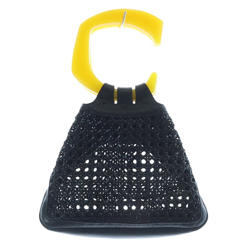 【中古】コルトモルテド Corto Moltedo c evening bag ハンドバッグ 黒 ブラック 黄色 イエロー /SR28 レディース