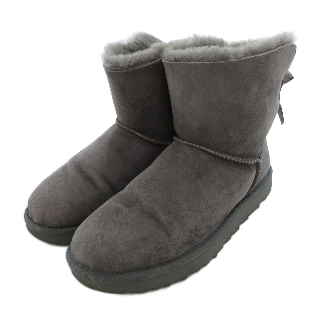 【中古】アグ UGG ミニ ベイリーボウ II ムートンブーツ スエード 25cm グレー 1016501 /UO レディース