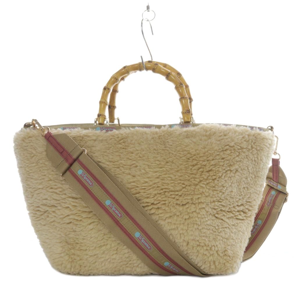 【中古】未使用品 レスポートサック LesportSAC MEDIUM BAMBOO TOTE 2ファーストウォームベージュファー ベージュ