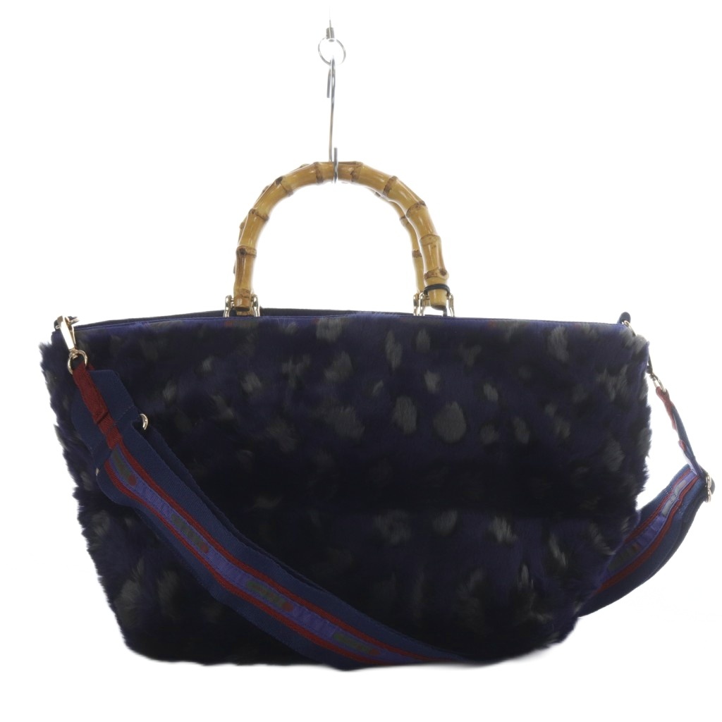 【中古】未使用品 レスポートサック LesportSAC ジャーナルスタンダード MEDIUM BAMBOO TOTE ネイビー