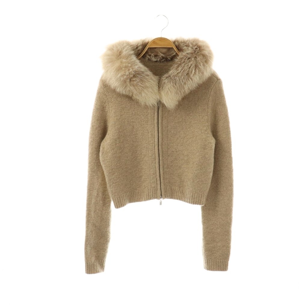 【中古】フォクシー ブティック Kint Parka(HOODY PUFF)フォックスファー付きニットパーカー ジップアップ 38 38831
