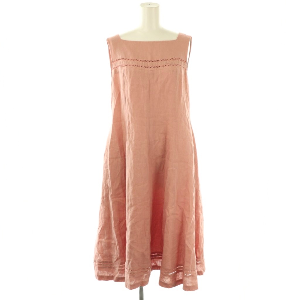 【中古】フォクシー FOXEY 24SS Vilette ワンピース ロング ノースリーブ リネン 40 ピンク 44164 /HK ■OS