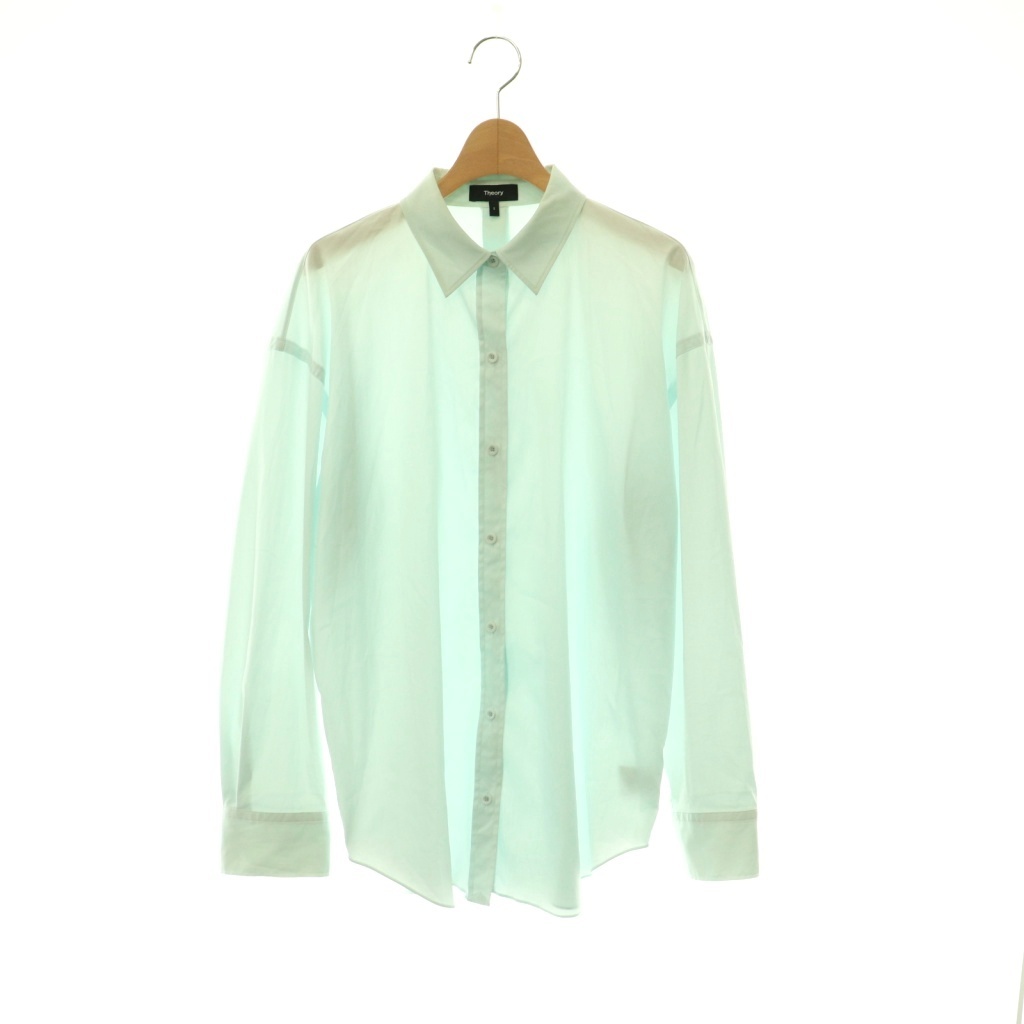 【中古】セオリー Theory 26SS Good Poplin Placket Mens Shirt シャツ ブラウス オーバーサイズ S アイスブルー