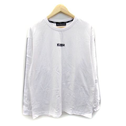 【中古】カッパ kappa Tシャツ カットソー 長袖 ラウンドネック ロゴ刺繍 L 白 ホワイト /SY23 メンズ