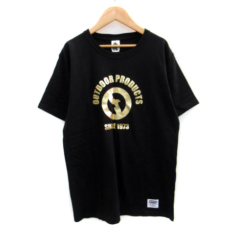 【中古】アウトドアプロダクツ OUTDOOR PRODUCTS Tシャツ カットソー 半袖 ラウンドネック ロゴプリント M 黒 メンズ