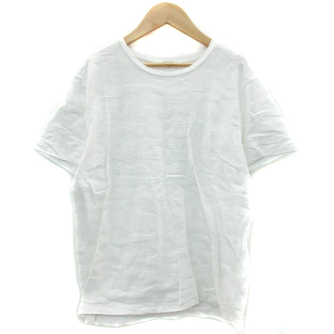 【中古】プラステ PLST Tシャツ カットソー 半袖 ラウンドネック 総柄 S ホワイト 白 /YM12 メンズ
