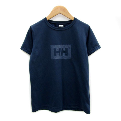 【中古】ヘリーハンセン HELLY HANSEN Tシャツ カットソー 半袖 ラウンドネック ロゴプリント WM ネイビー レディース