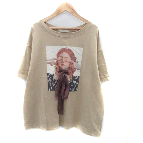 【中古】フリーズマート Free's Mart Tシャツ カットソー 半袖 プリント FR マルチカラー 茶色 ブラウン