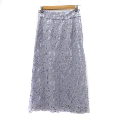 【中古】 NATURAL BEAUTY BASIC フレアスカート ロング丈 マキシ丈 総レース M パープル レディース