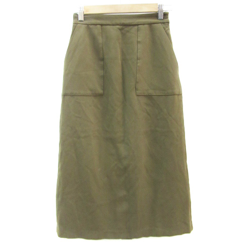 【中古】ナノユニバース nano universe タイトスカート ロング丈 F カーキ /YM28 レディース