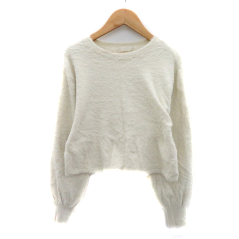 【中古】フリーズマート Free's Mart ニット セーター 長袖 ショート丈 ナイロン F オフホワイト /YK8 レディース