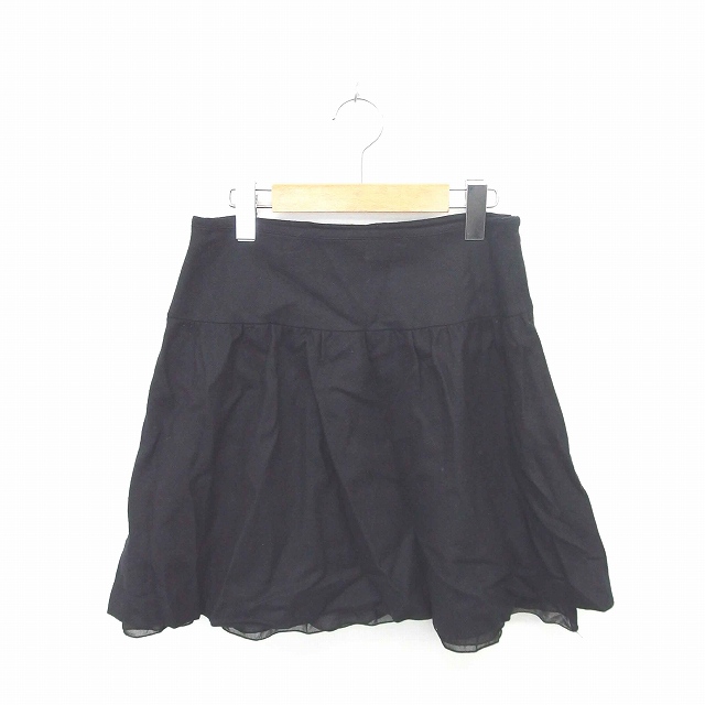 【中古】アーバンリサーチ URBAN RESEARCH スカート フレア ミニ ウール サイドジップ 無地 シンプル 36 黒 ブラック