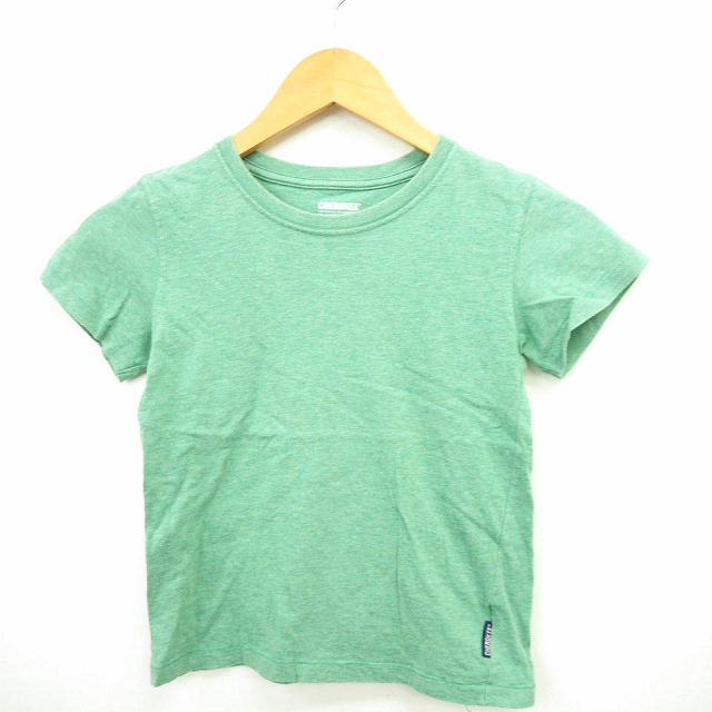 【中古】CHEROKEE 子供服 Tシャツ カットソー 総柄 シンプル 丸首 半袖 コットン 綿 120 ライトグリーン 黄緑 /MT42