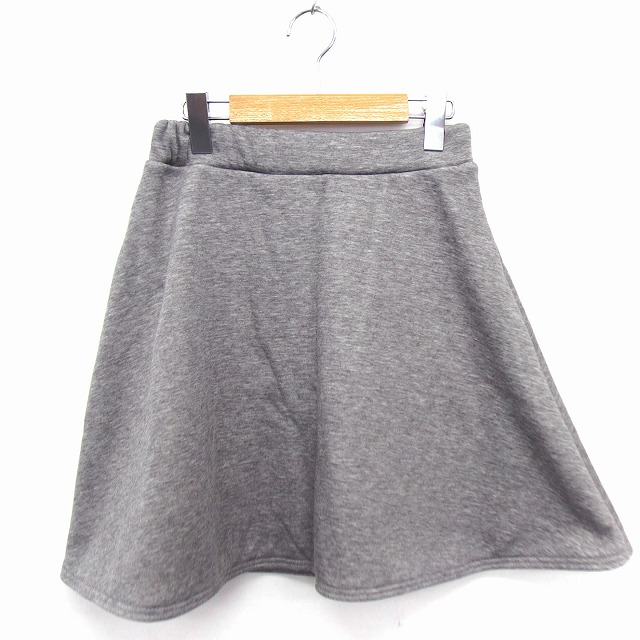 【中古】フリーズマート Free's Mart スカート フレア ひざ丈 無地 シンプル 裏起毛 M グレー 灰 /FT41 レディース