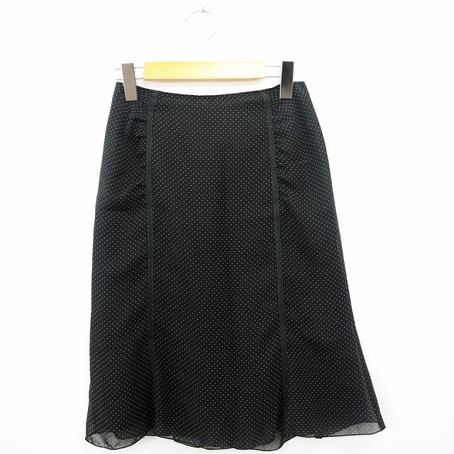【中古】ナチュラルビューティーベーシック NATURAL BEAUTY BASIC マーメイドスカート 水玉 ドット柄 レース ひざ下