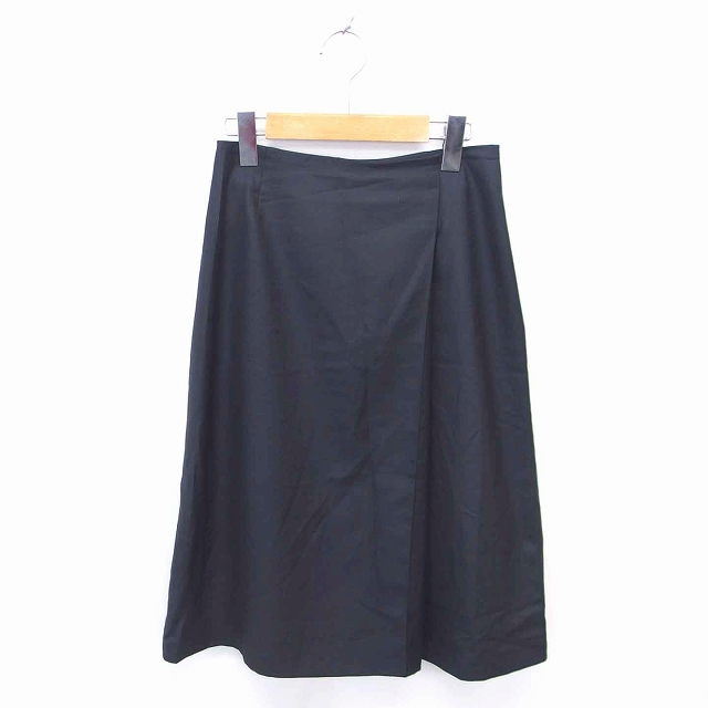 【中古】ナチュラルビューティーベーシック 台形 スカート ロング 薄手 無地 シンプル S 黒 ブラック /TT22