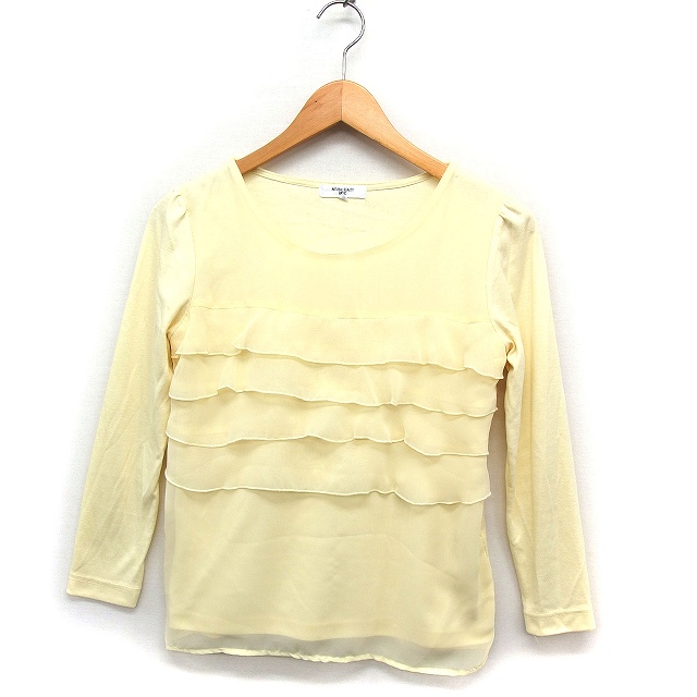 【中古】ナチュラルビューティーベーシック NATURAL BEAUTY BASIC シフォンティアード カットソー Tシャツ 半端袖 丸首