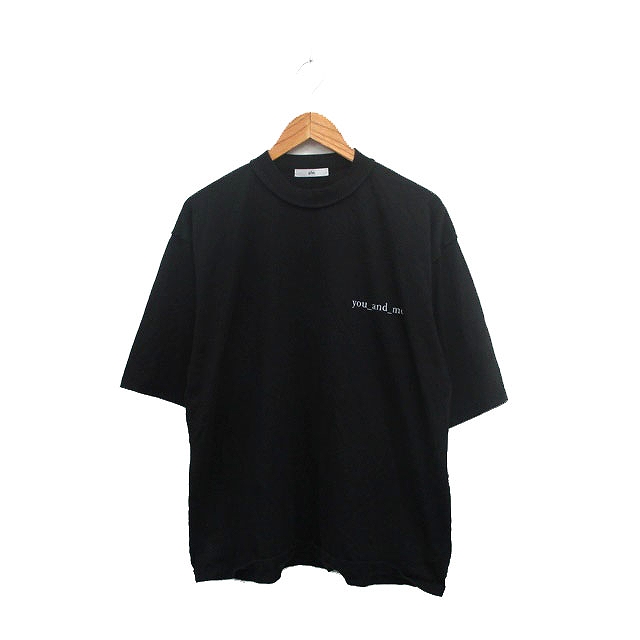 【中古】イム y/m Tシャツ カットソー 半袖 コットン 文字 オーバーサイズ ワンポイント M ブラック /KT35 レディース