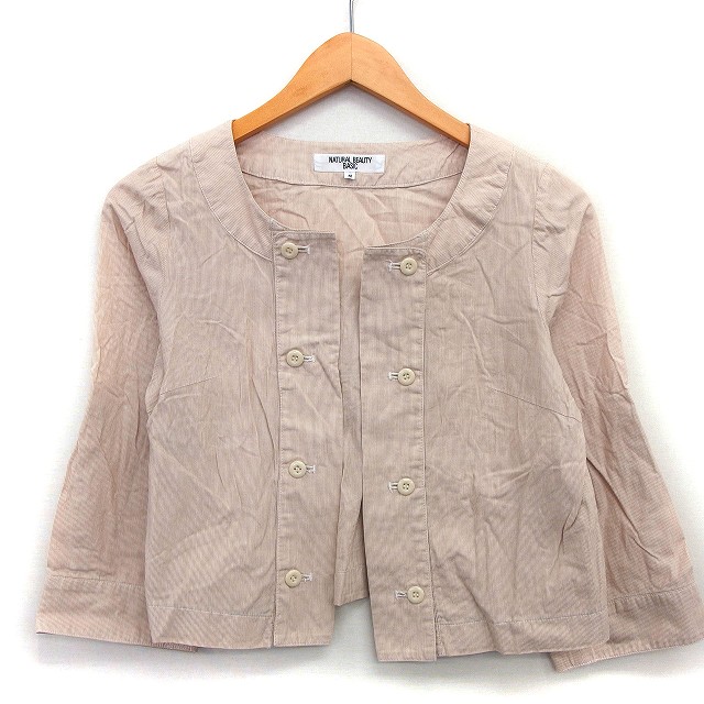 【中古】N.Natural Beauty Basic N.ナチュラルビューティーベーシック トッパー ジャケット ノーカラー ショート丈