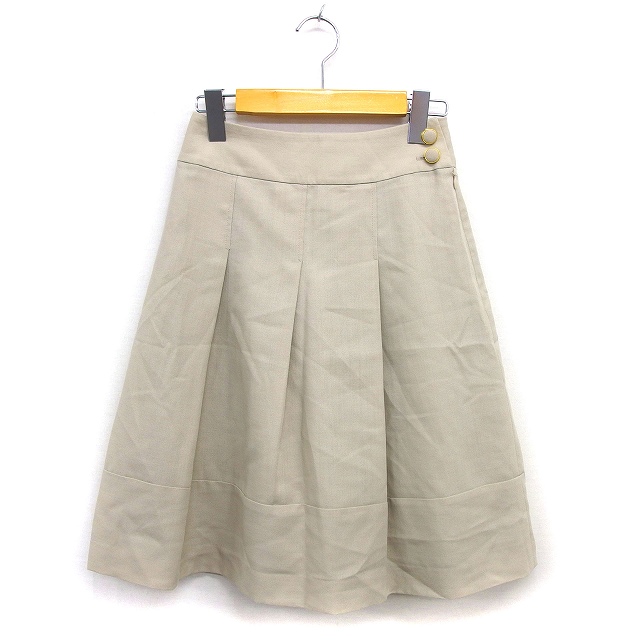 【中古】ナチュラルビューティーベーシック NATURAL BEAUTY BASIC スカート フレア ひざ丈 タック ウール混 XS