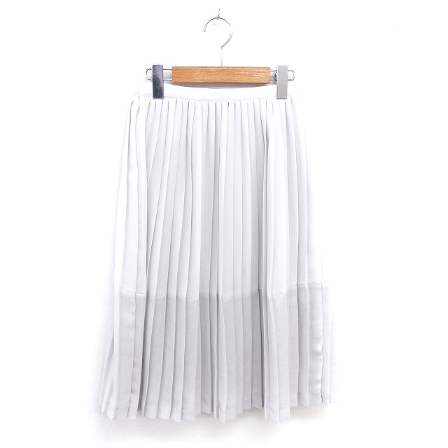 【中古】ナチュラルビューティーベーシック NATURAL BEAUTY BASIC プリーツ スカート ロング 薄手 XS アイボリー /TT