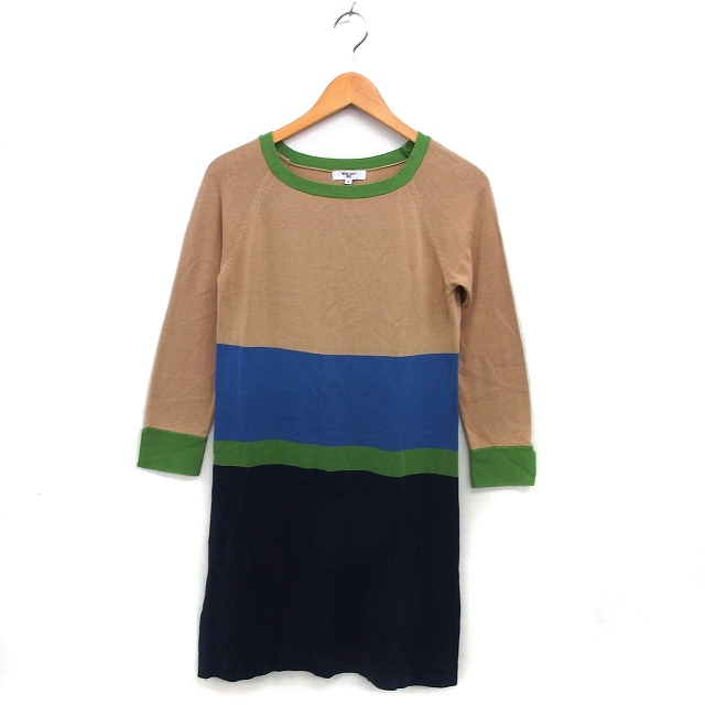 【中古】ナチュラルビューティーベーシック NATURAL BEAUTY BASIC ラグランスリーブ ワンピース Iライン ひざ丈 M