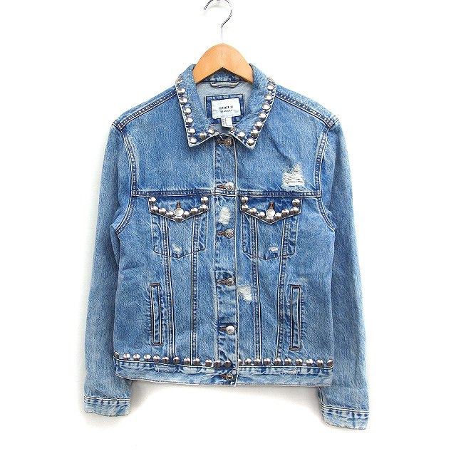 【中古】フォーエバー21 FOREVER21 スタッズ付き Gジャン ジージャン デニム ジャケット S ブルー 青 /FT29 レディース