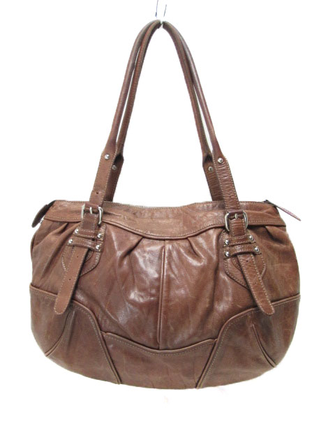 【中古】シャルル ジョルダン CHARLES JOURDAN ショルダーバッグ レザー 茶 ブラウン レディース