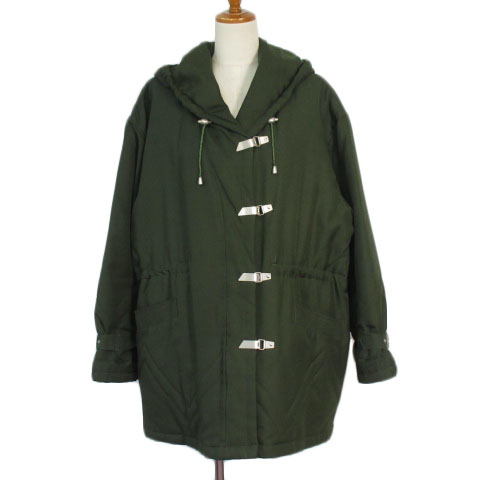 【中古】アトリエサブ ATELIER SAB コート ジャケット 中綿 ドロスト フード 緑 グリーン レディース