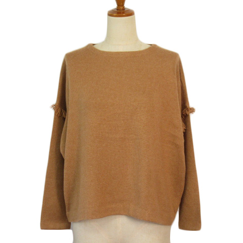 【中古】ナチュラルビューティーベーシック NATURAL BEAUTY BASIC セーター ニット フリンジ ウール混 M レディース