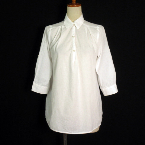 【中古】ナチュラルビューティーベーシック NATURAL BEAUTY BASIC シャツ スキッパー 2way 七分袖 S 白 レディース