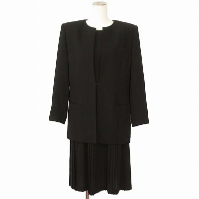【中古】ピエールカルダン Pierre Cardin ブラックフォーマル ジャケット ワンピース 9 黒 ブラック レディース