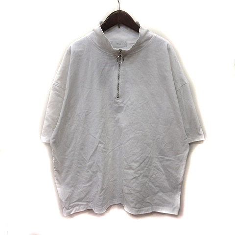 【中古】アドラー Adrer Tシャツ カットソー 半袖 ハーフジップアップ M 白 ホワイト /YI メンズ