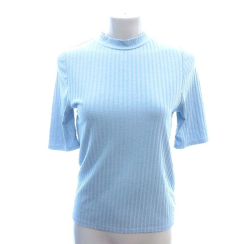 【中古】フリーズマート Free's Mart ニット カットソー ハイネック リブ 五分袖 F 水色 ライトブルー /AU レディース