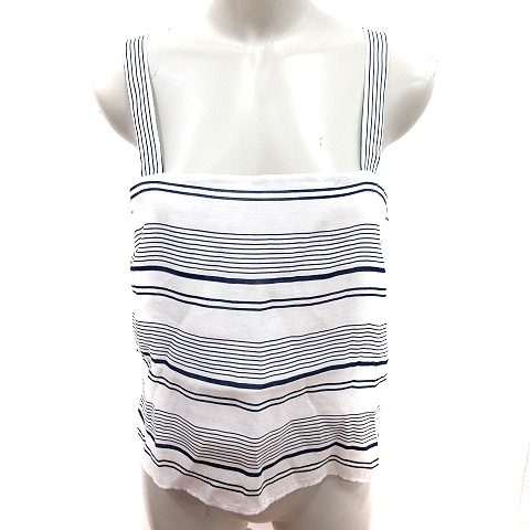 【中古】フォーエバー21 FOREVER21 キャミソール ボーダー 麻混 リネン混 M 白 ホワイト /RT レディース